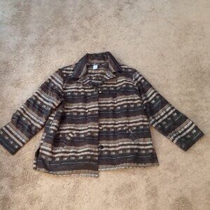 Sag Harbor Woman Jacket Striped Size 18W Tapestry Button Needs Sewing Classic
